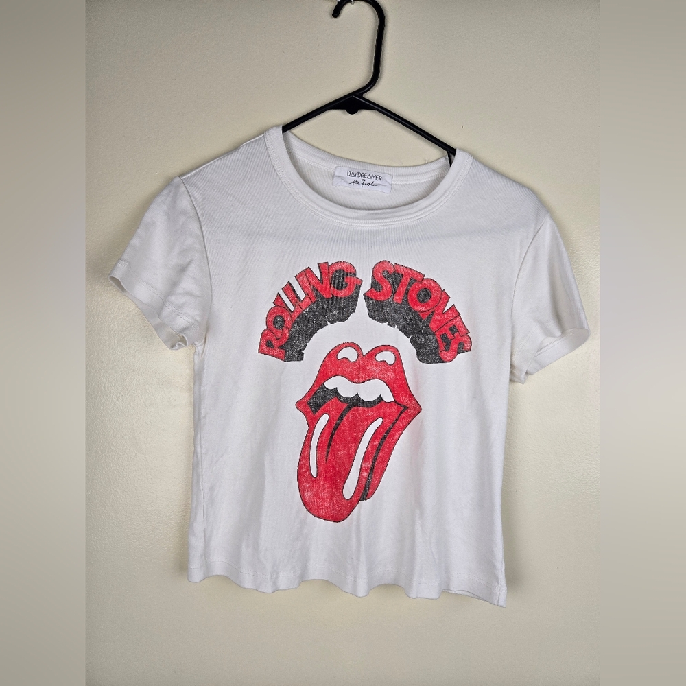 Daydreamer For Free People Rolling Stones White Crop Top Size XS